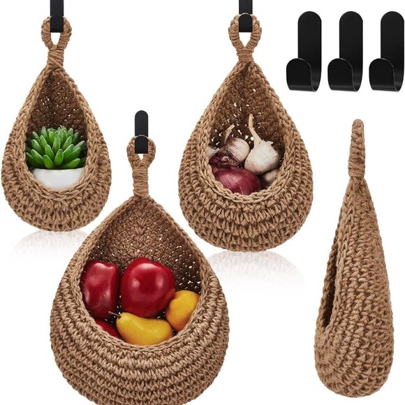 Other - Hanging Wall Basket Teardrop Hanging Baskets Onion Basket Coat Bohemian Storage